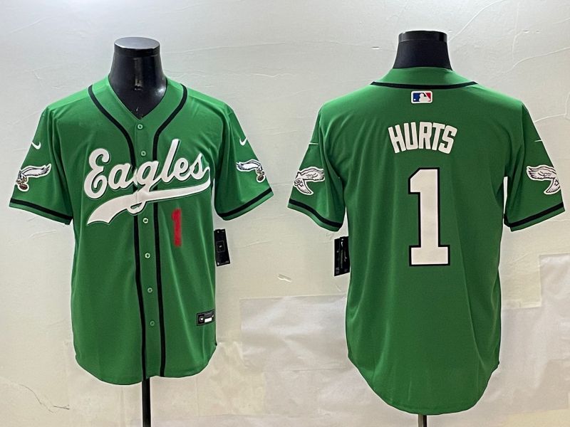 Men Philadelphia Eagles #1 Hurts Green three generations Jointly Name 2025 Nike Limited NFL Jersey style 10